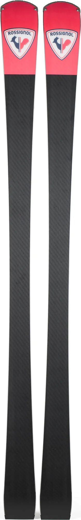 Skis Rossignol Hero Elite ST TI Konect avec pointe rouge et motif noir.