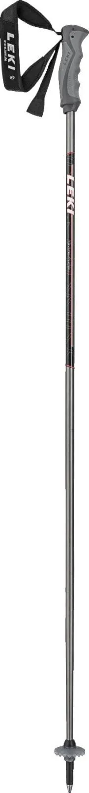 Gray Leki Elite 14T trekking pole with strap, grip and tip.