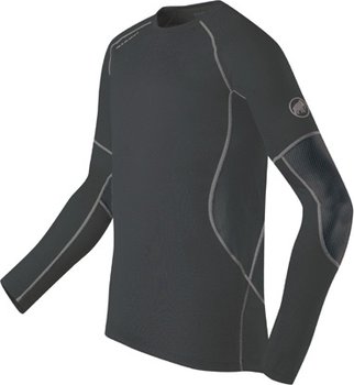 Manica lunga grigia Mammut All-Year Men con maniche lunghe e cuciture a contrasto grigio chiaro.
