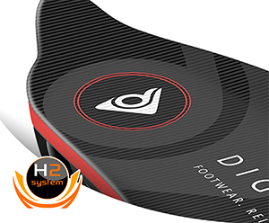 Digitsole Heizsohle Detail Detailansicht einer Digitsole Warm Series Heizsohle mit Logo und H2 System-Symbol.