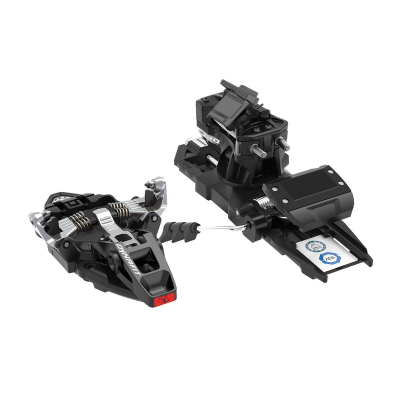 Schwarze Dynafit Radical 97 Tourenski Bindung im Set, aus zwei Perspektiven.