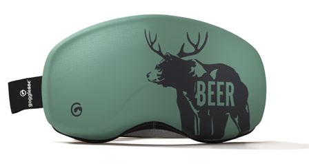 Gogglesoc verde Birra Pro con motivo di orso e cervo e la scritta "BEER" sul lato.