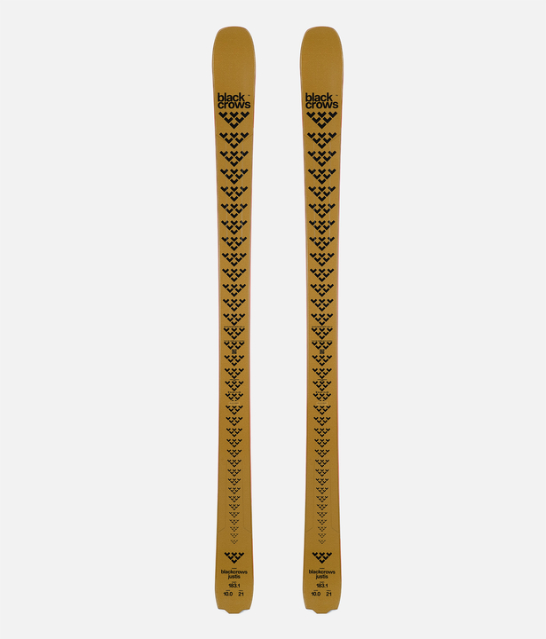 Geometric Justis skis Two Black Crows Justis skis with a geometric pattern on a beige background.