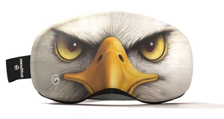 Freedom Pro Soc: protezione per maschere da sci con motivo dell'aquila, becco giallo e occhi penetranti.