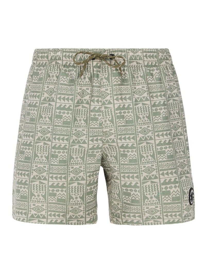 Badeshorts PRTFLIP Artichoke Green mit Muster, Kordelzug und Gummibund.