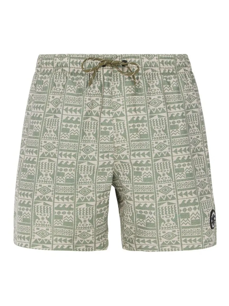 PRTFLIP Artichoke Green swim shorts with pattern, drawstring and elastic waistband.