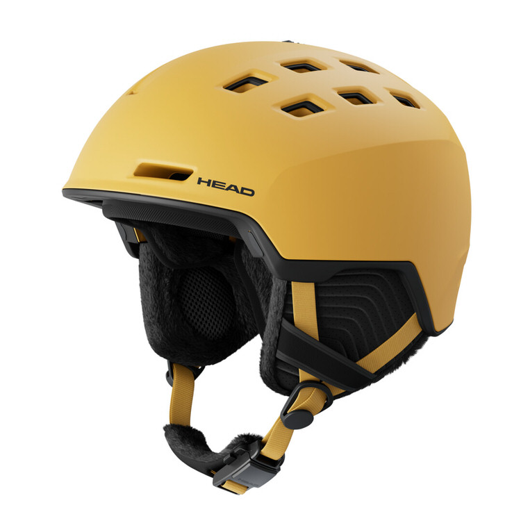 Gelber Head REV WCR Sun Skihelm mit Belüftungslöchern und weichen Ohrpolstern.