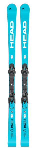 Hellblaue Ski e-Race Pro Hellblaue Head WC Rebels e-Race Pro Ski mit Freeflex Bindung, von oben fotografiert, freigestellt.