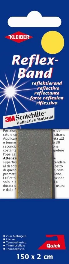 Kleiber Bande réfléchissante à repasser 2 cm x 150 cm argent