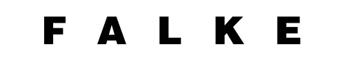 FALKE Textdesign Schwarzer Text "FALKE" in serifenloser Schriftart auf weißem Hintergrund.