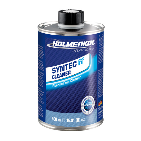 Dose Syntec FF Cleaner 100ml, Holmenkol, blaue Verpackung mit silbernem Deckel.  Produkt zur Skiwachsentfernung.