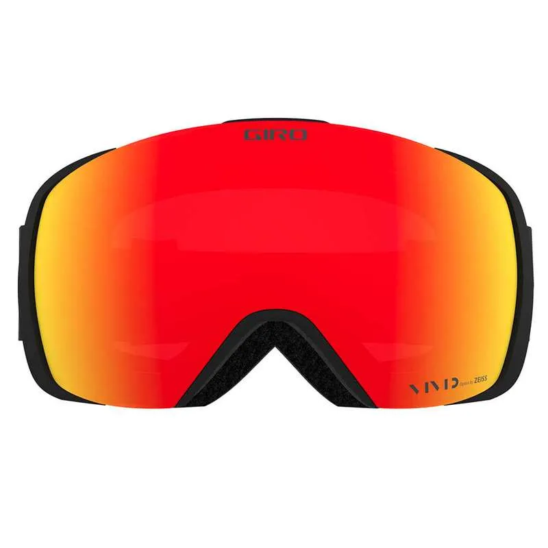 Occhiale Giro Contour Vivid nero con lente rosso-arancio frontale.