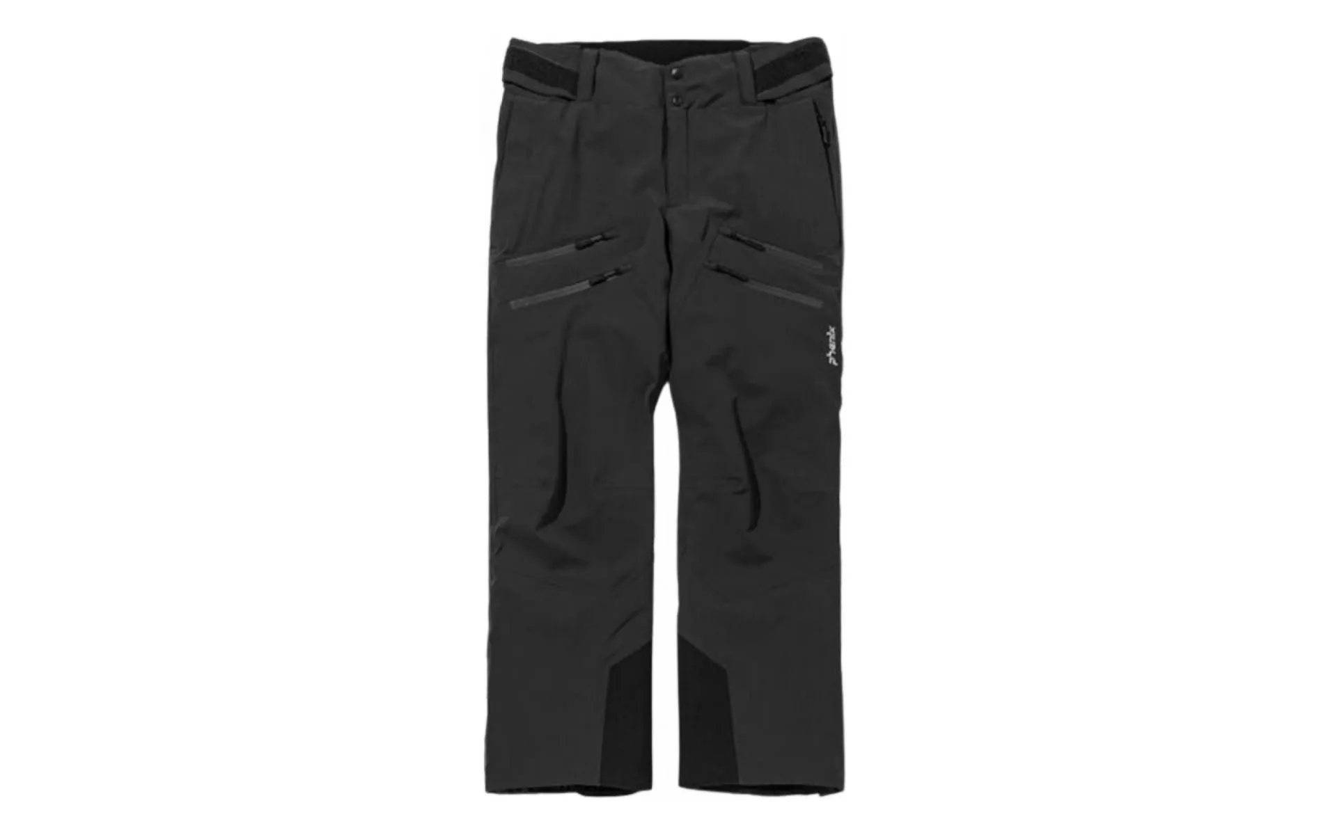 Black Twinpeak pants in full length, shown from the front. Details such as pockets with zippers can be seen.