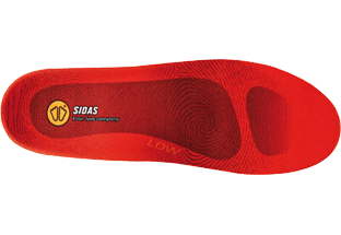 Rote Sidas Winter Schuhe Rote Sidas 3Feet Winter Low Sohle von oben, mit sichtbarem Logo und 'LOW' Schriftzug. Innensohle mit Fingerabdruckmuster.