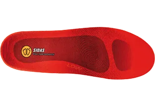 Rosso Sidas 3Feet Winter Suola bassa dall'alto, con logo visibile e scritta 'LOW'. Suola interna con motivo di impronte digitali.