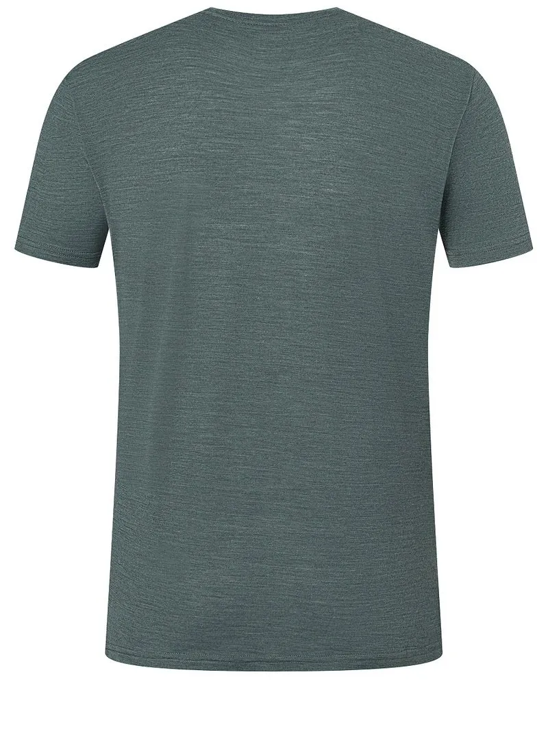 Vista posteriore di una T-shirt grigia screziata, "City Tee Urban Chic Melange".