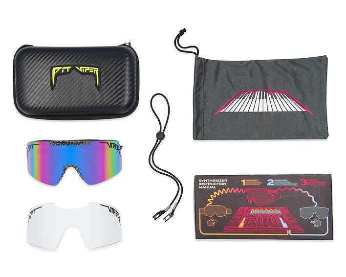 Sonnenbrille "The Mangrove" Zubehör: Etui, Revo-Linse, klare Linse, Halteband, Beutel, Anleitung.