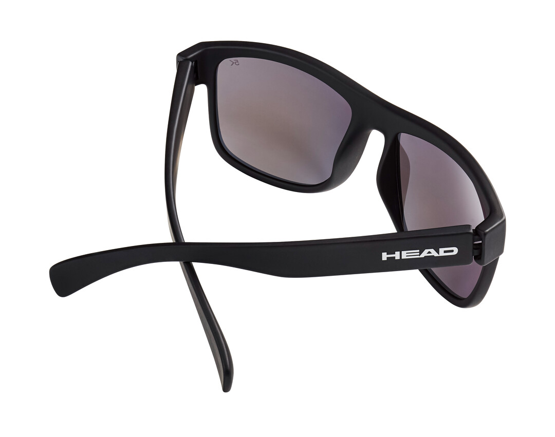 Schwarze Head Signature 5K Photo Sonnenbrille, von oben schräg aufgenommen, Gläser spiegeln.