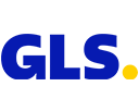 Blauer "GLS"-Schriftzug mit gelbem Punkt rechts daneben.