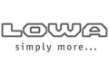 Gray LOWA logo with the slogan "simply more..." underneath, both in sans serif font.
