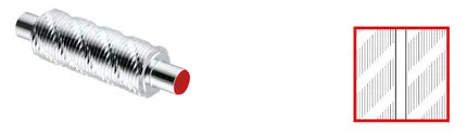 Illustration of a Toko Structurite Nordic structuring device, red roller with diagonal structure.
