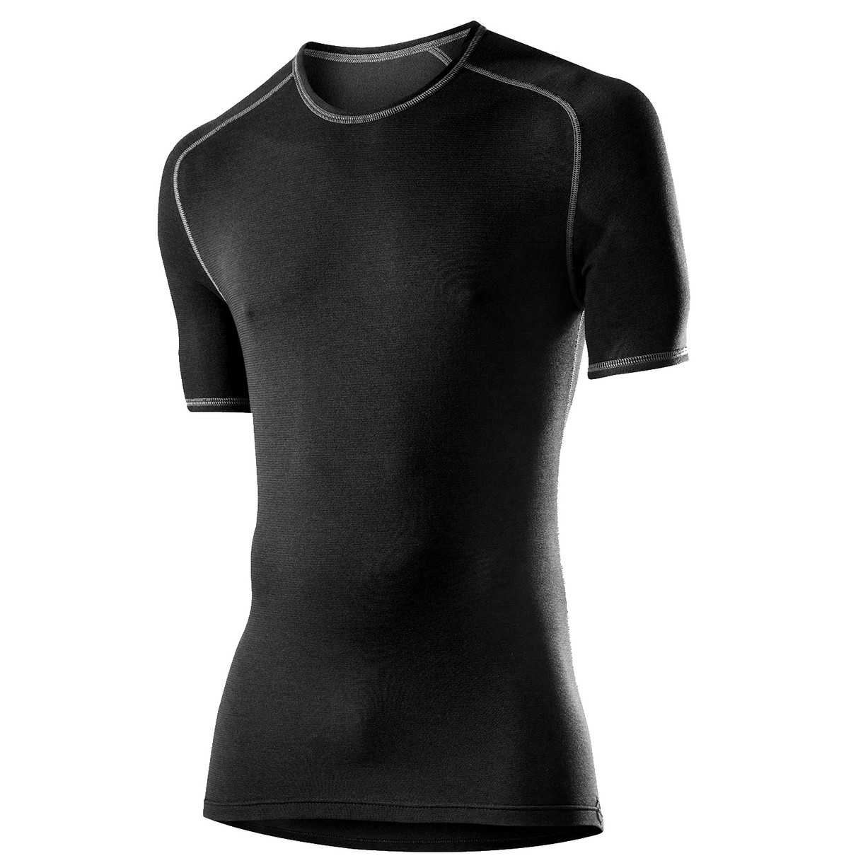 T-shirt chaud Transtex noir pour hommes, moulant, à manches courtes et col rond.