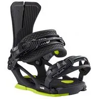 Schwarze Snowboardbindung Head NX SIX mit hellgrünen Akzenten, seitliche Ansicht.