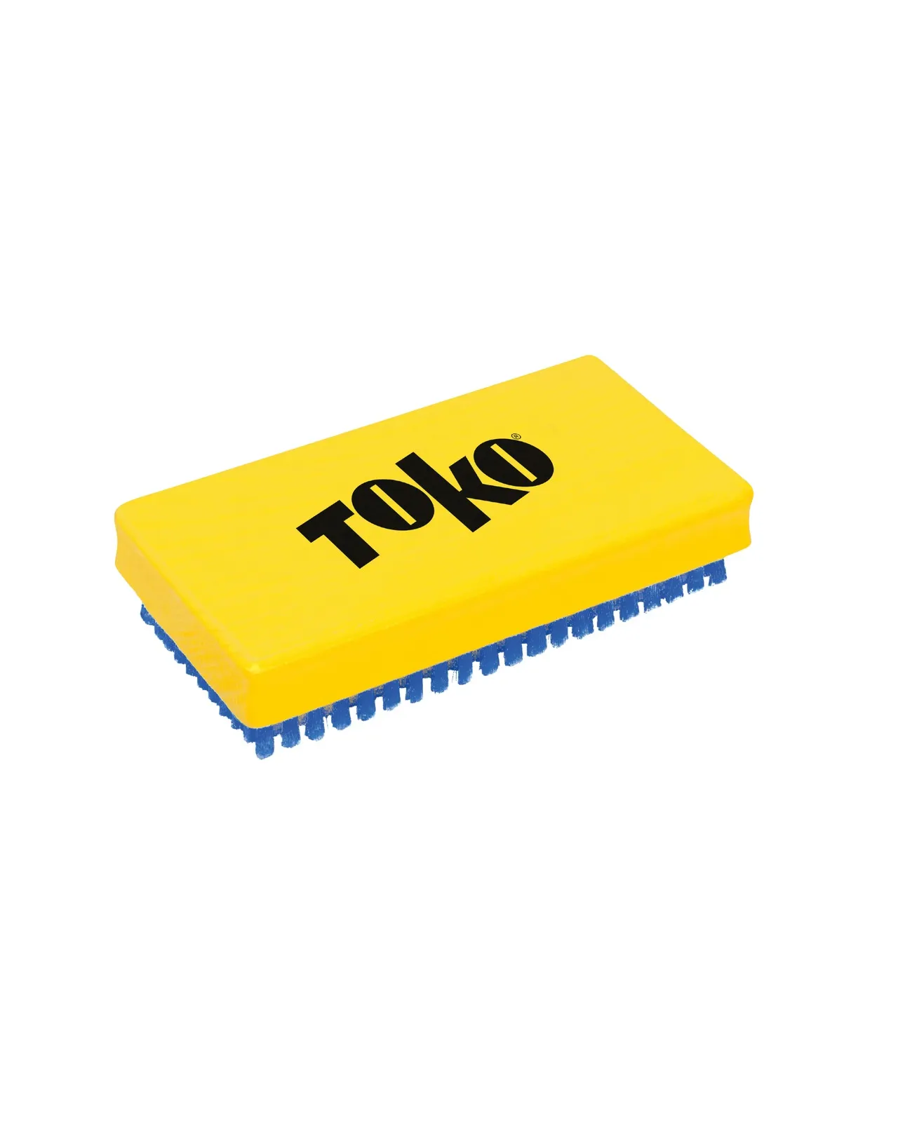 Pennello giallo con anello di setole blu e logo "Toko" nero.
