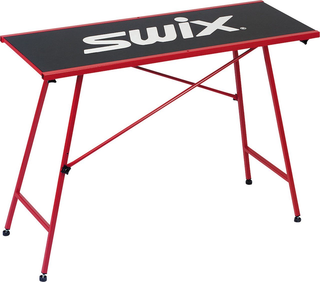 Roter Swix Wachstisch mit schwarzer Arbeitsfläche und weißem Logo.