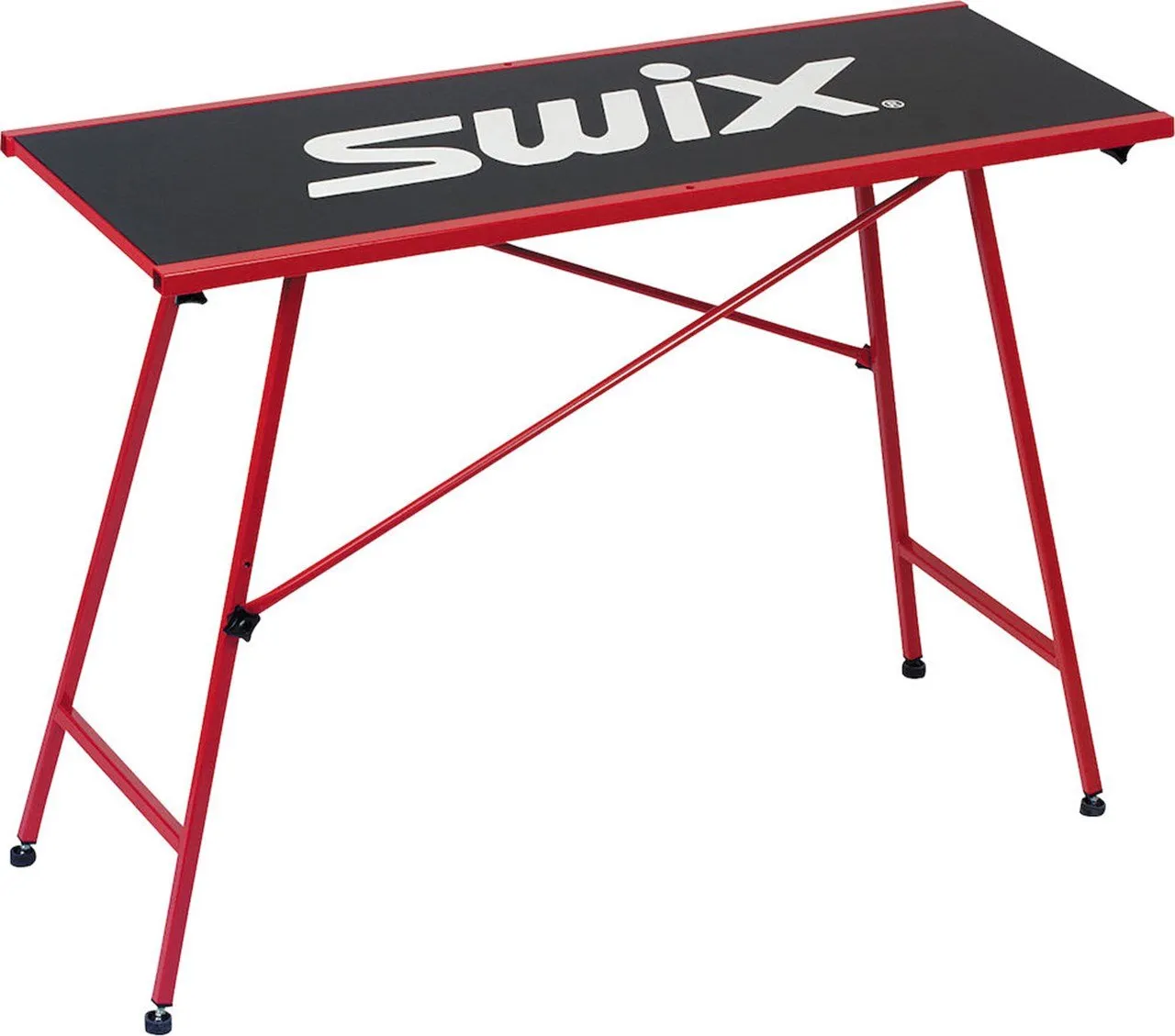 Roter Swix Wachstisch mit schwarzer Arbeitsfläche und weißem Logo.