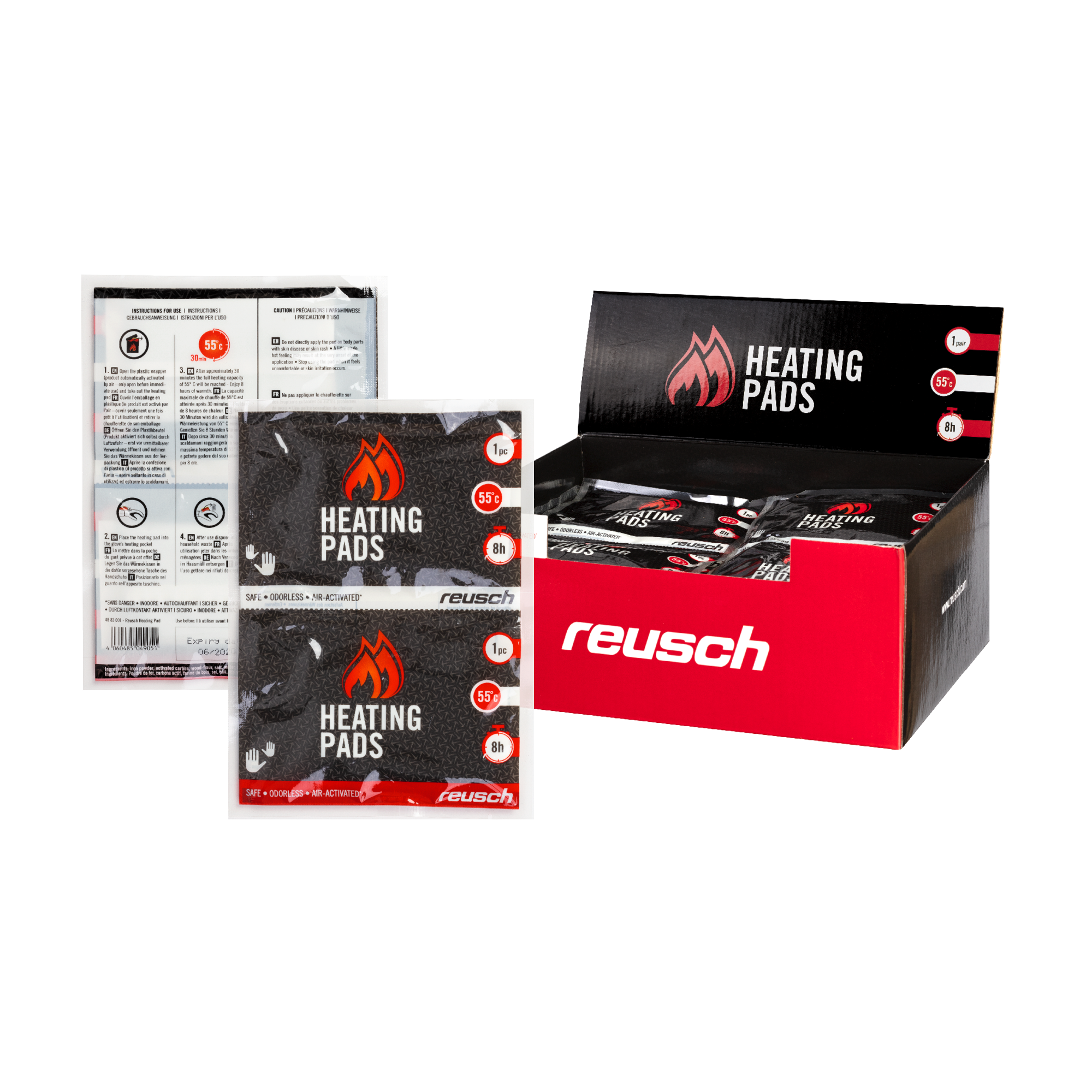 Reusch Heating pad red Heating pad of the brand Reusch, packed and loose, with instructions and in red sales packaging.