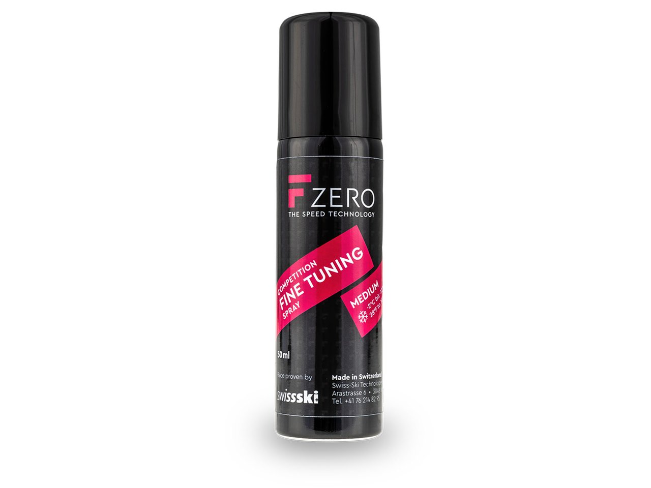 Schwarze Spraydose FZERO Fine Tuning Spray Medium mit Produktinformationen.