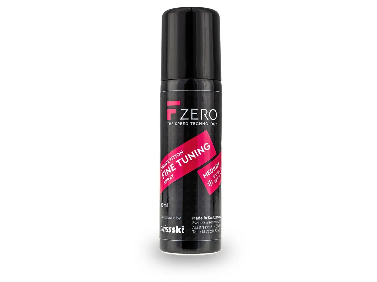Schwarze Spraydose FZERO Fine Tuning Spray Medium mit Produktinformationen.