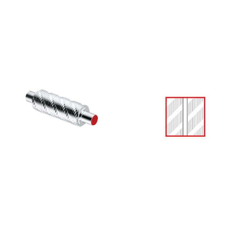 Silberner Toko Structurite Roller mit rotem Ende und Darstellung der Struktur.