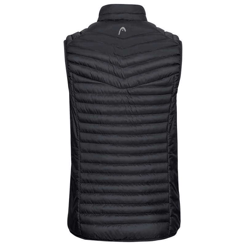 Black Head Primo vest Black Head Primo vest from the back, with stand-up collar and horizontal topstitching. Logo at top center.