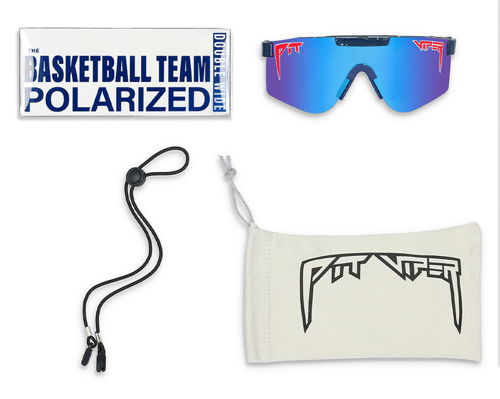 Polarisierte Basketball Team Double Wide Sonnenbrille mit Zubehör.