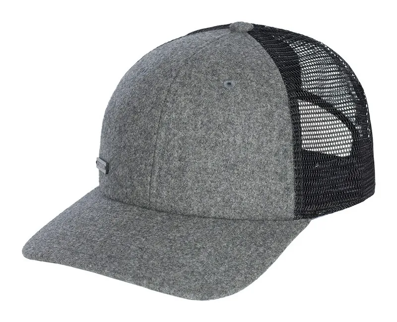 Grey Ortovox Loden trucker cap with mesh fabric at the back and small logo detail.