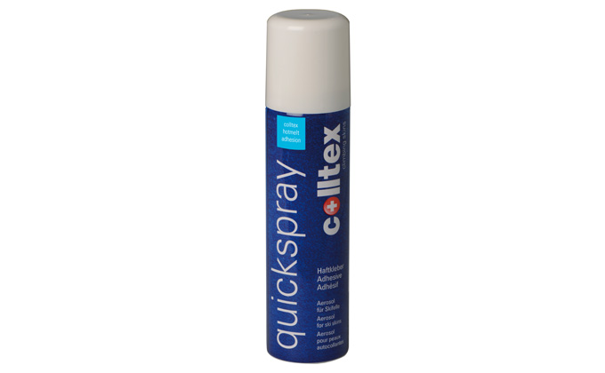 Colltex Quickspray, Haftkleber Spraydose für Skifelle, blau-weisse Dose.
