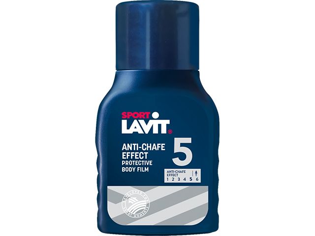 Bouteille bleue Sport Bouteille bleue Sport Lavit Anti Chafe. Texte et une graduation sur le devant.