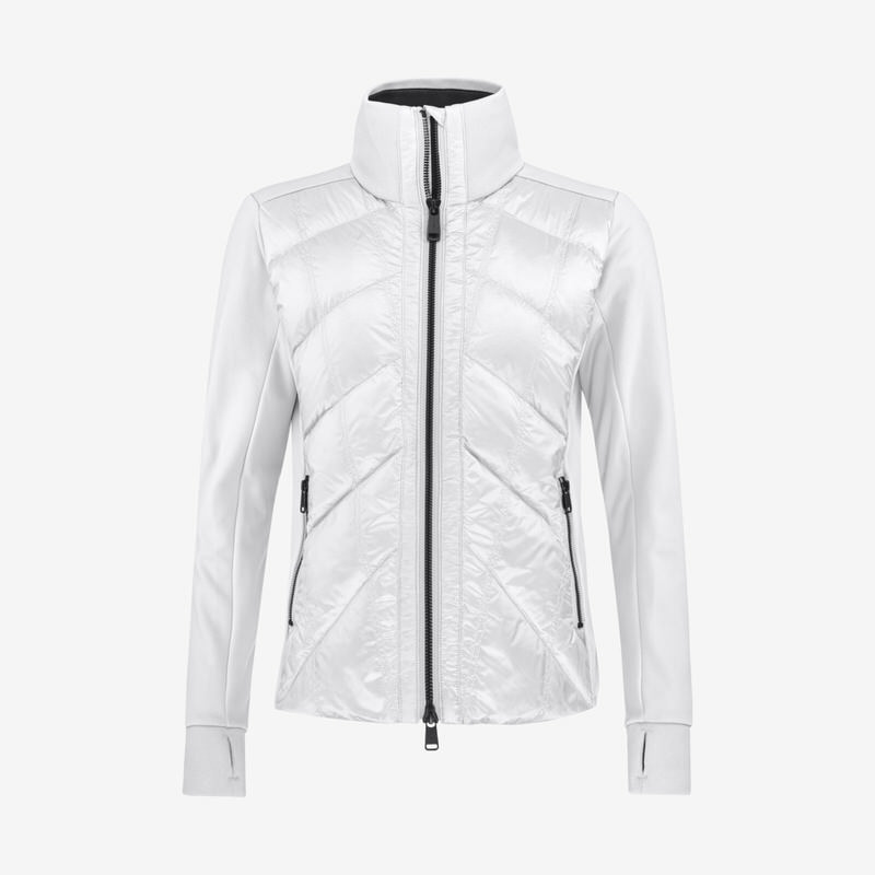 Weisse Carina Midlayer Jacke für Damen mit gesteppter Daunenfront und durchgehendem Reissverschluss.