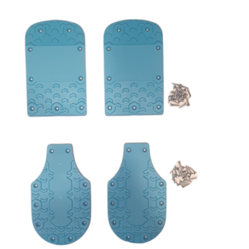 Hellblaue Head Raptor Grip Lifter Sohlen mit Schrauben für Skischuhe, je 2 Fersen- und Zehenteile.