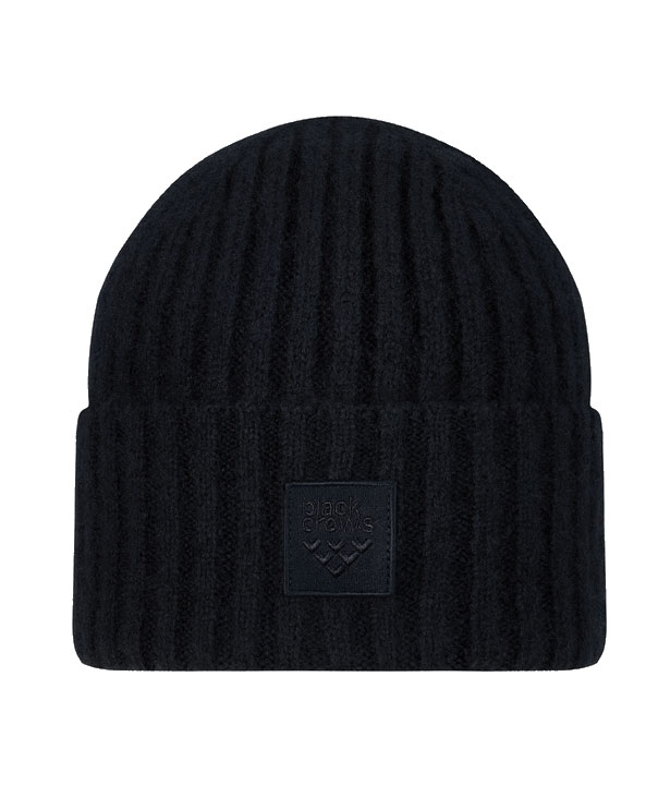 Casquette Crow noire Casquette Black Crow noire en tricot côtelé avec écusson carré du logo.