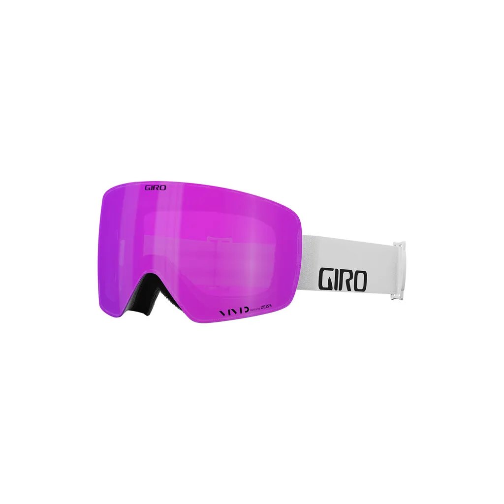 Occhiali da sci Giro Contour RS Vivid bianchi con lenti rosa.