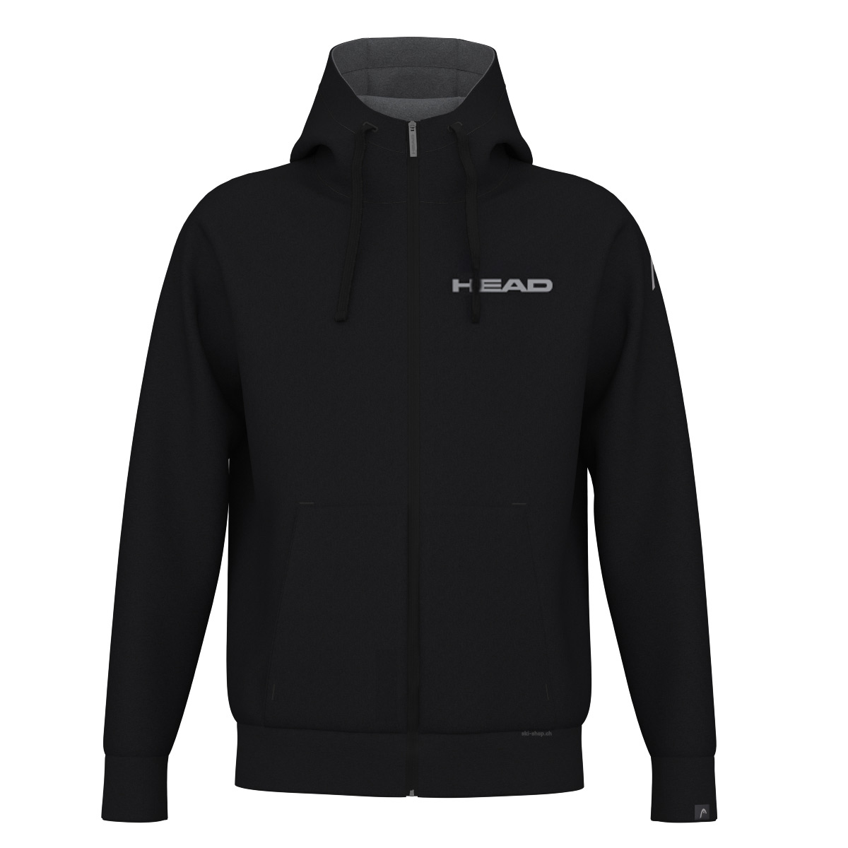 Schwarzer HEAD Hoodie Schwarzer HEAD Hoodie FZ Unisex mit Kapuze, durchgehendem Reißverschluss und Fronttaschen. Das Logo ist auf der Brust aufgedruckt.