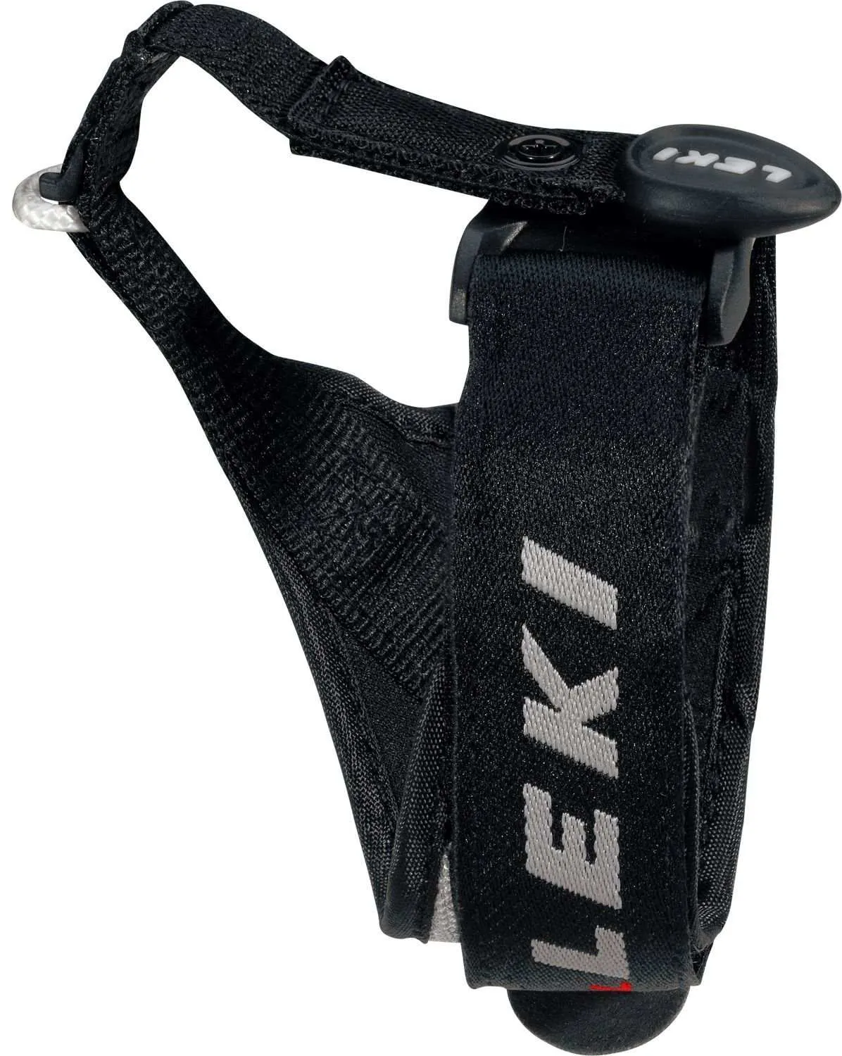 Schwarze Leki TR-S Vario Schlaufe mit Klettband und Logo-Aufdruck. Die Grösse ist M-L-XL.