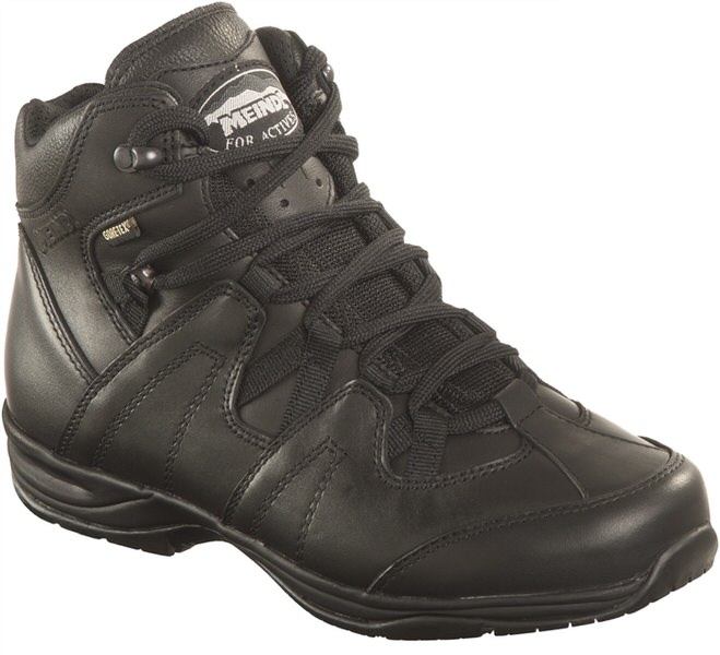 Black Meindl Police Trek Lady GTX boot made of leather with Gore-Tex lining, embossed logo on the side and lacing.