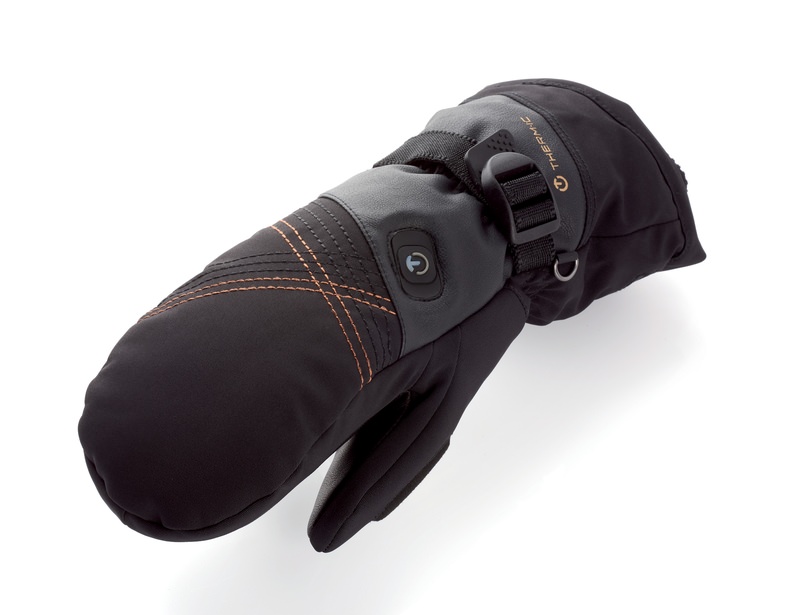 Moufles noires pour femmes Moufle noire Therm-ic Ultra Heat pour femmes, détail du bouton et de la sangle.