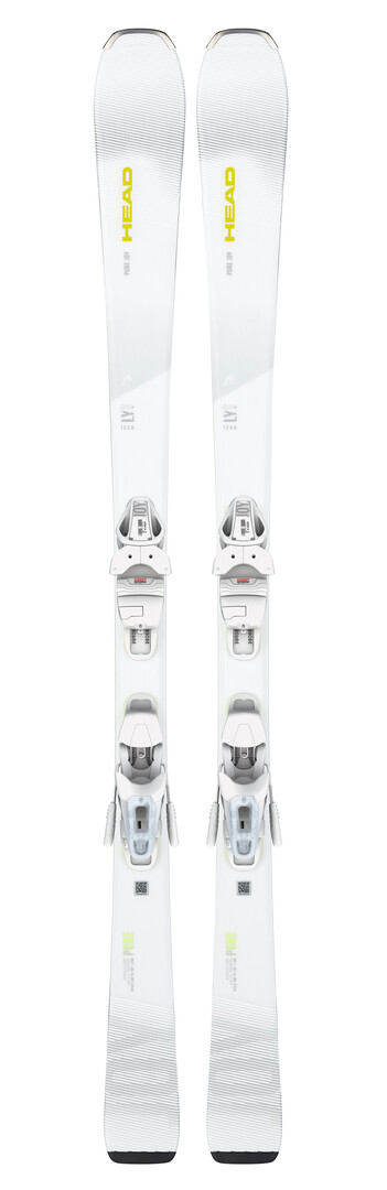 Weisse Head Pure Joy Ski mit montierter Bindung, von oben aufgenommen.