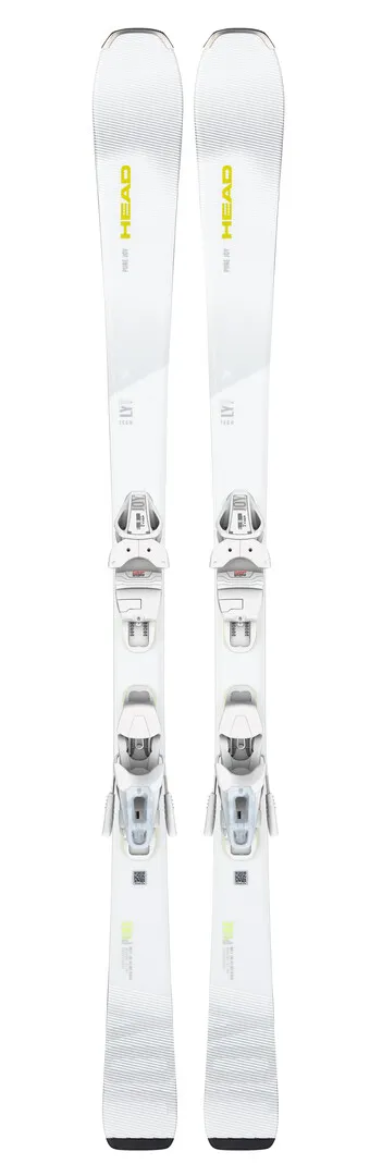 Weisse Head Pure Joy Ski mit montierter Bindung, von oben aufgenommen.