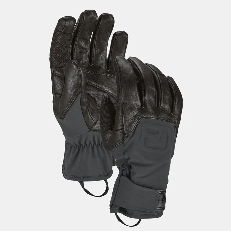 Two black Ortovox Alpine Pro gloves on top of each other.